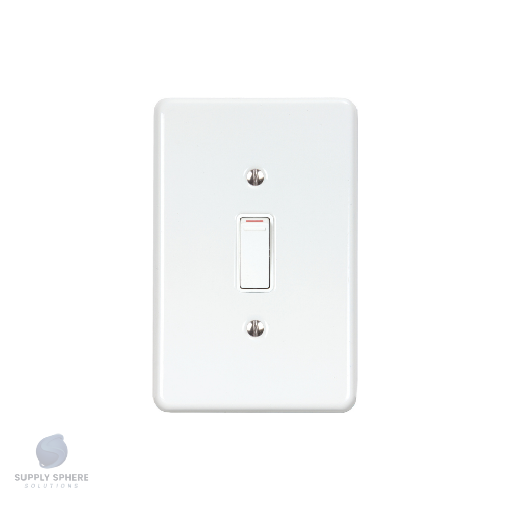 100X50 1 LEVER SWITCH STL WHITE