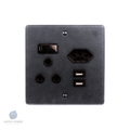 100x100 1x16A, 1xIEC, 2xUSB MATT BLACK