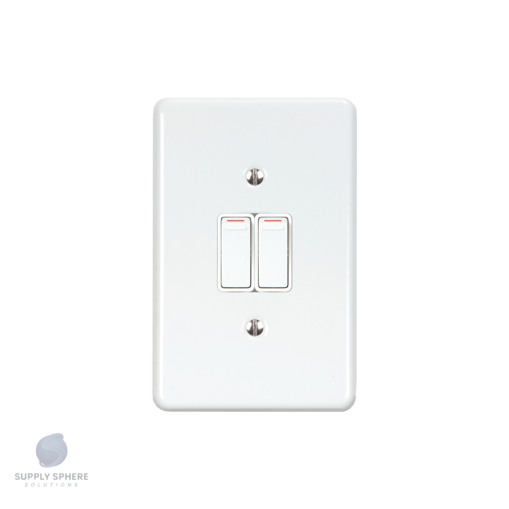 100X50 2 LEVER SWITCH STL WHITE