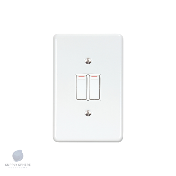 100X50 2 LEVER SWITCH STL WHITE