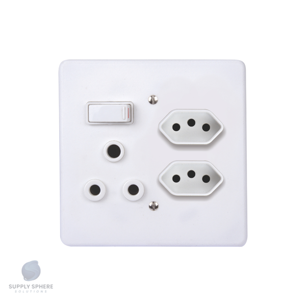 100X100 2XIEC, 1XSOC SOCKET MONOBLOCK WHITE