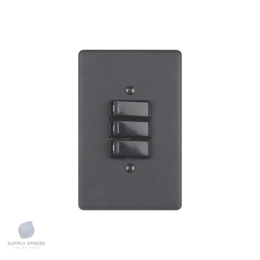 100X50 3 LEVER SWITCH MATT BLACK