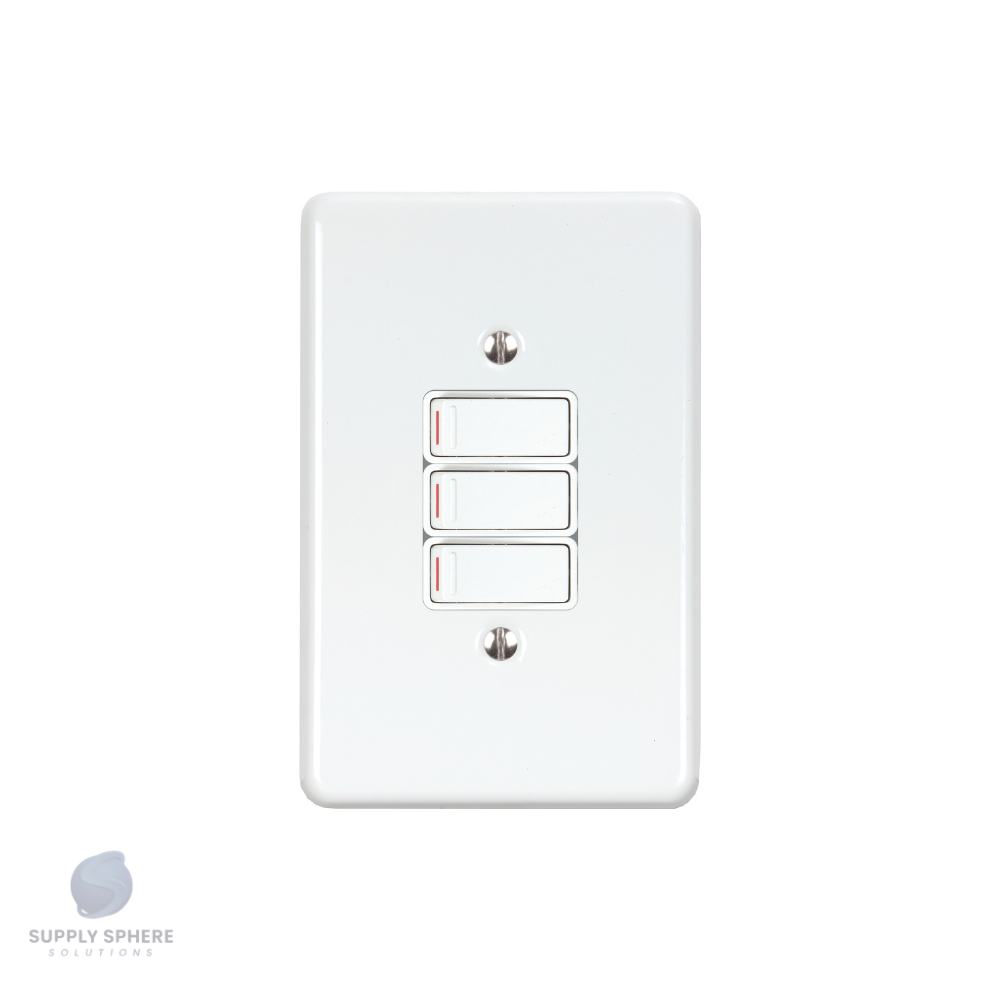 100X50 3 LEVER SWITCH STL WHITE