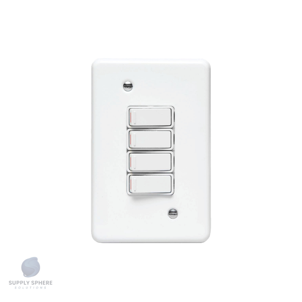 100X50 4 LEVER SWITCH STL WHITE