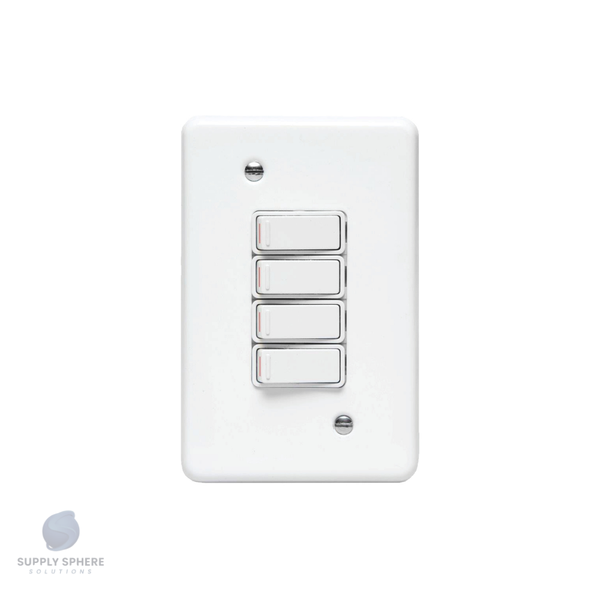 100X50 4 LEVER SWITCH STL WHITE