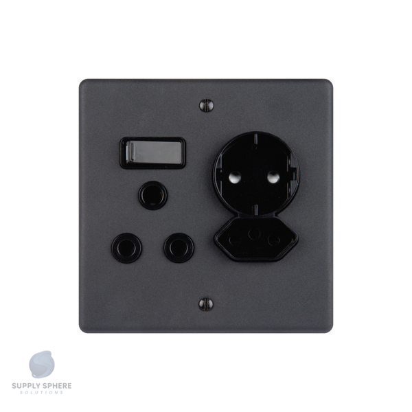 100X100 16A/IEC/SHUCKO MONO MATT BLACK SOCKET