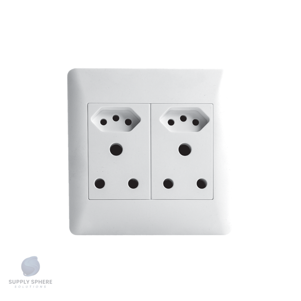 Apollo 100 x 100 DBL Socket + 2 x IEC Contemporary White
