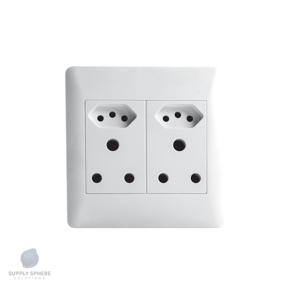 Apollo 100 x 100 DBL Socket + 2 x IEC Contemporary White