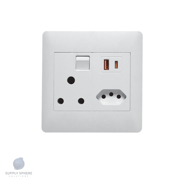 Apollo 100x100 1x16A, 1xIEC, USB 3.1 A+C Contemporary White 20W