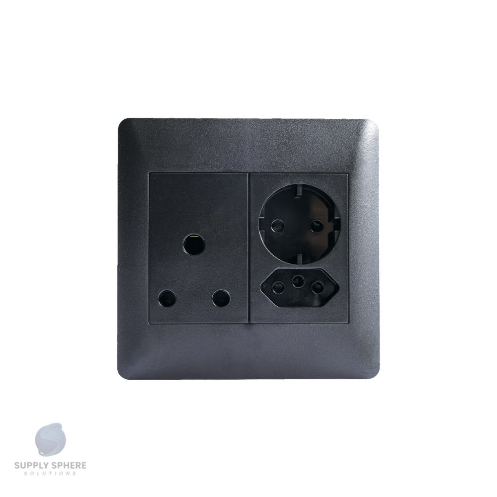 Apollo 100X100 16A, 1x SHUKO/IEC UN-SWITCHED Edgy Sapphire Black