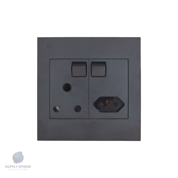 Apollo Shadow  100 X100 1x16A SGL SOC & 1XIEC Edgy Sapphire Black