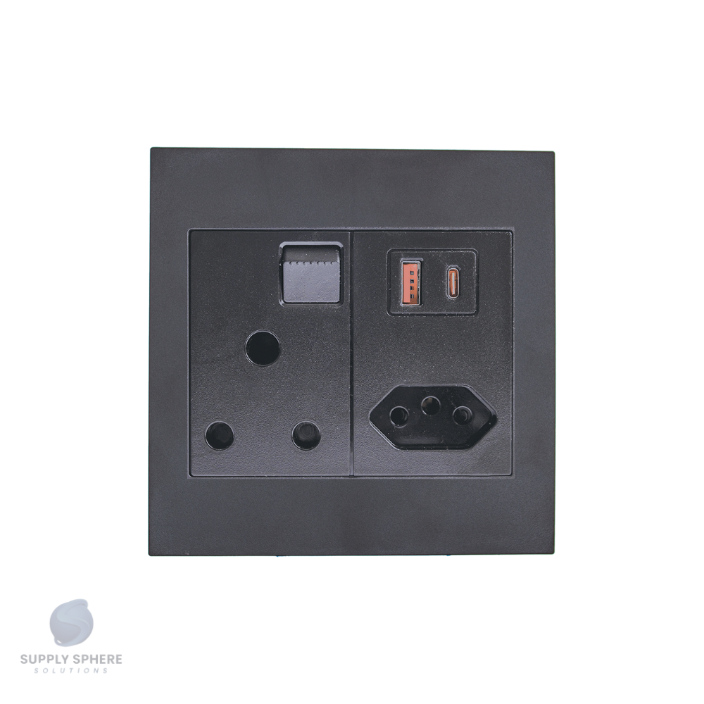 Apollo Shadow  100x100 1x16A, 1xIEC, USB 3.1 A+C Edgy Sapphire Black 20W