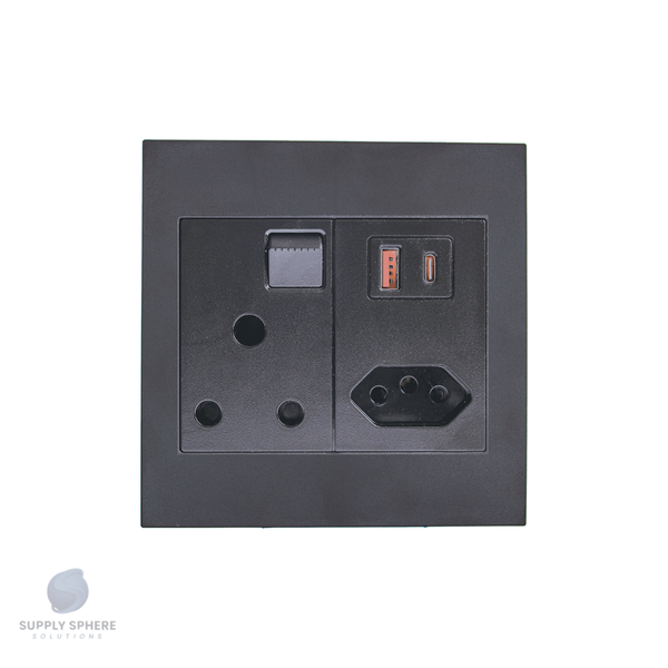 Apollo Shadow  100x100 1x16A, 1xIEC, USB 3.1 A+C Edgy Sapphire Black 20W