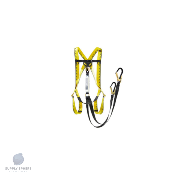 DROMEX Full Body Harness with Attached Double Lanyard, with Scaffold Hooks