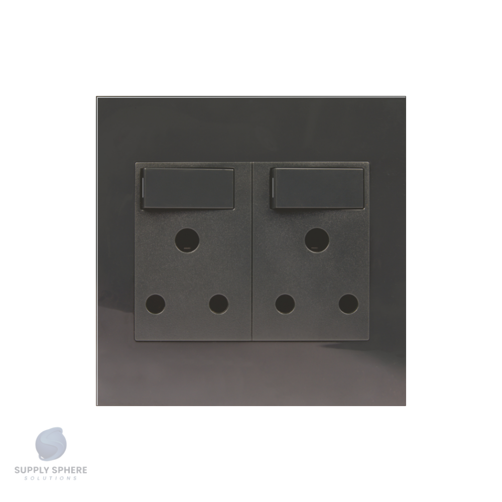 Double 16A Switched Socket Charcoal