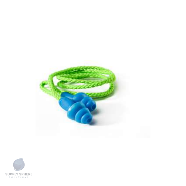 Blue MUSHROOM Re-Usable Earplug with green cord (SNR29)