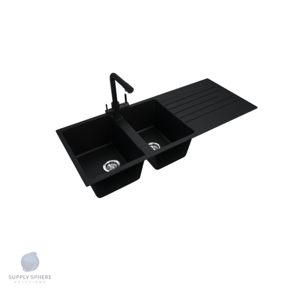 Lave Granite Composite Kitchen Sink Double Bowl With Draining Board