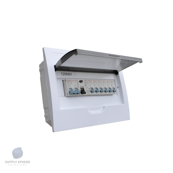 DISTRIBUTION BOARD FLUSH 12MOD PVC POPULATED