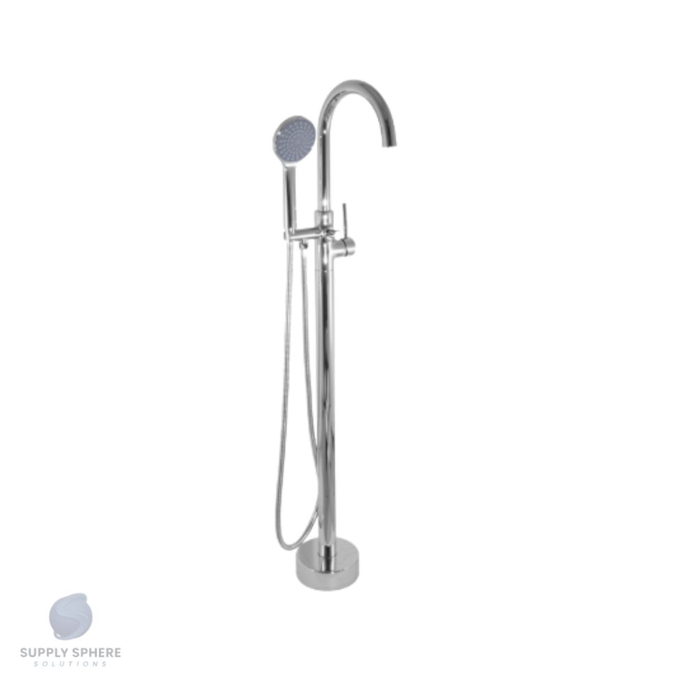Round Chrome Free Standing Bath Mixer with H/S