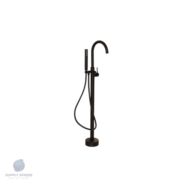 Round Free Standing Bath Mixer with H/S Black