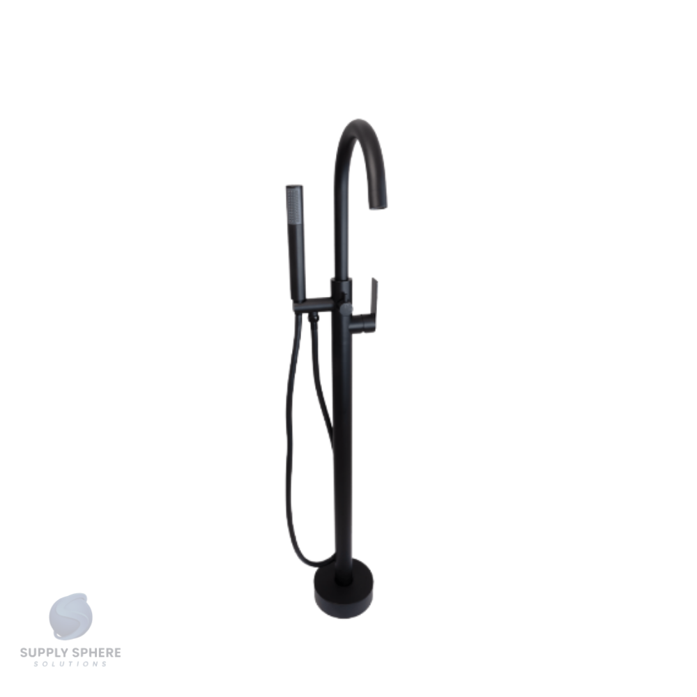 Silk Black Round Free Standing Bath Mixer with H/S